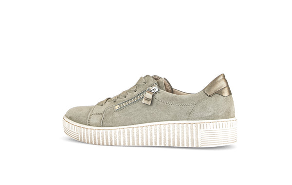 Gabor 43.334.11 Wisdom Ladies Light Green Suede Lace Up Trainers