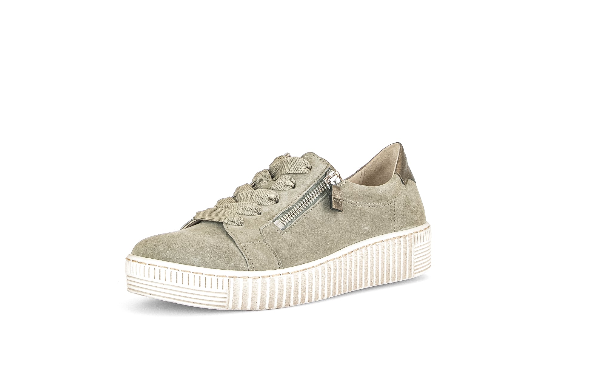 Gabor 43.334.11 Wisdom Ladies Light Green Suede Lace Up Trainers