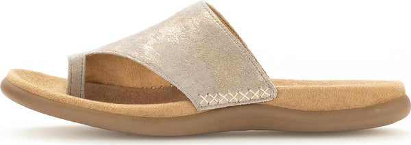 Gabor 43.700.62 Lanzarote Ladies Gold Crash Metallic Leather Slip On Sandals