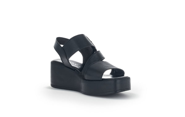 Gabor 44.533.27 Java Ladies Black Leather Buckle Sandals