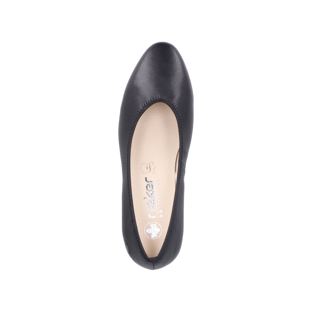 Rieker 44650-04 Ladies Black Leather  Heels