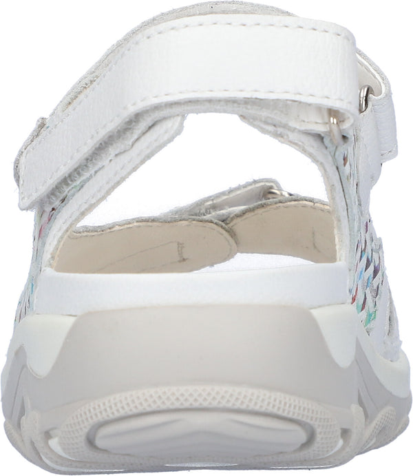 Waldlaufer 448001 233 150 Hanni Ladies White Multi Leather Arch Support Touch Fastening Sandals