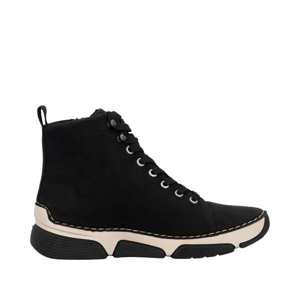 Rieker 45920-01 Ladies Black Zip & Lace Ankle Boots