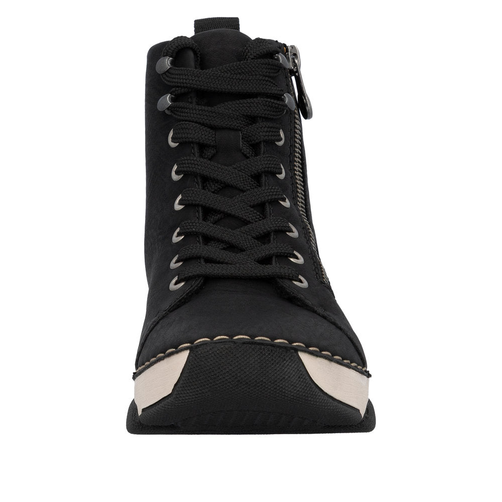 Rieker 45920-01 Ladies Black Zip & Lace Ankle Boots
