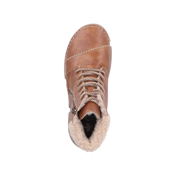 Rieker 45931-24 Ladies Brown Zip & Lace Ankle Boots