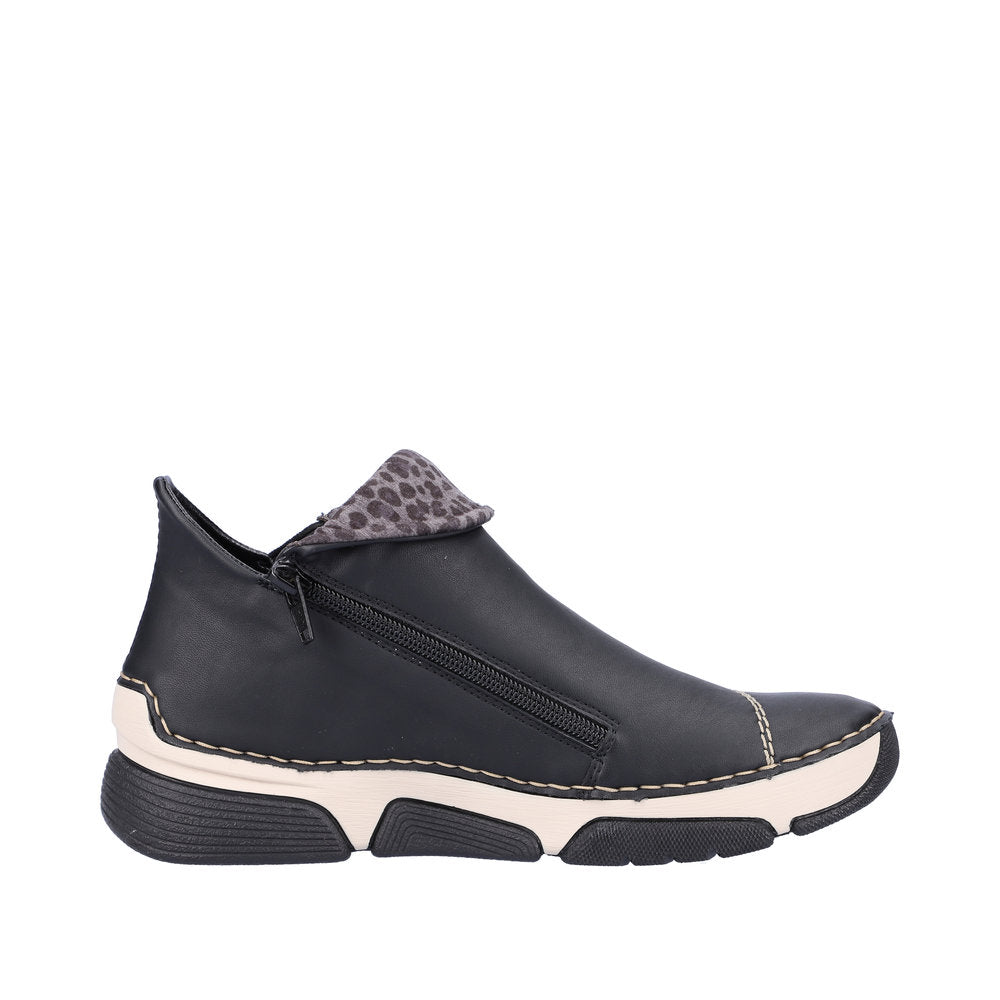 Rieker 45983-00 Ladies Black Combi Side Zip Ankle Boots