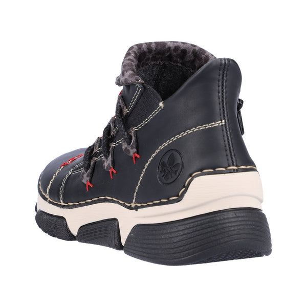 Rieker 45983-00 Ladies Black Combi Side Zip Ankle Boots