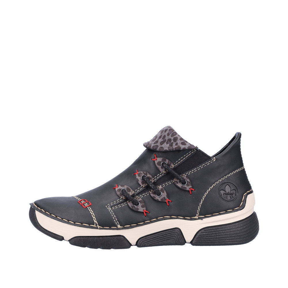 Rieker 45983-00 Ladies Black Combi Side Zip Ankle Boots