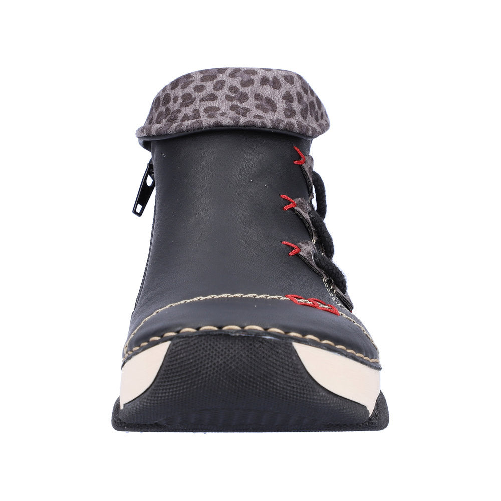 Rieker 45983-00 Ladies Black Combi Side Zip Ankle Boots