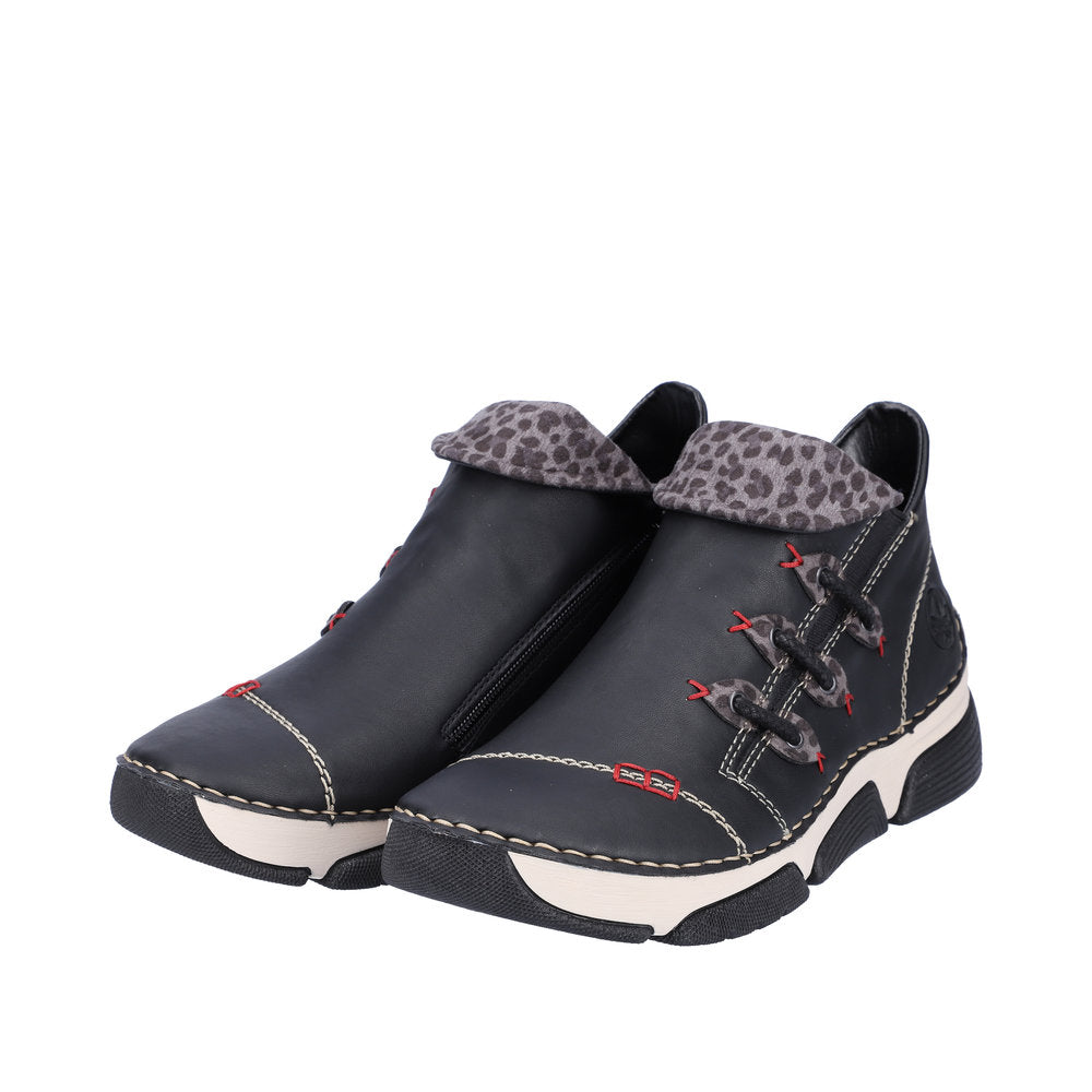 Rieker 45983-00 Ladies Black Combi Side Zip Ankle Boots