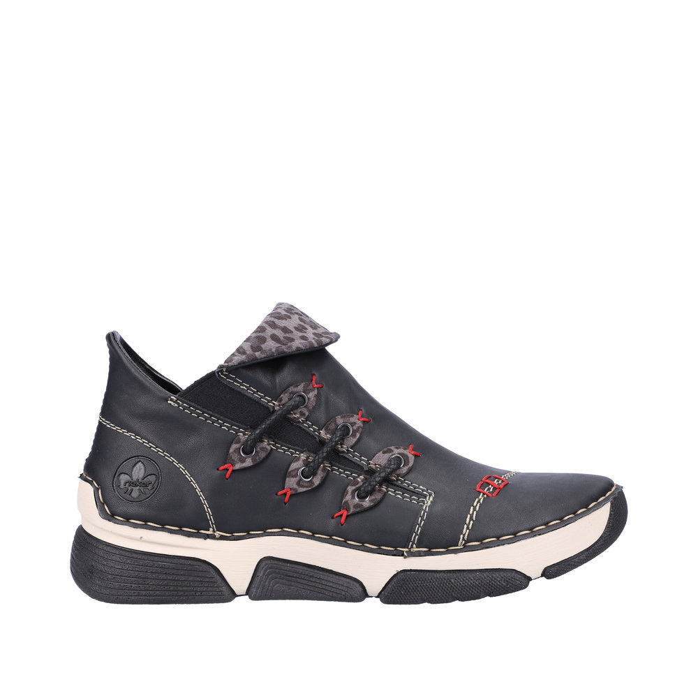 Rieker 45983-00 Ladies Black Combi Side Zip Ankle Boots