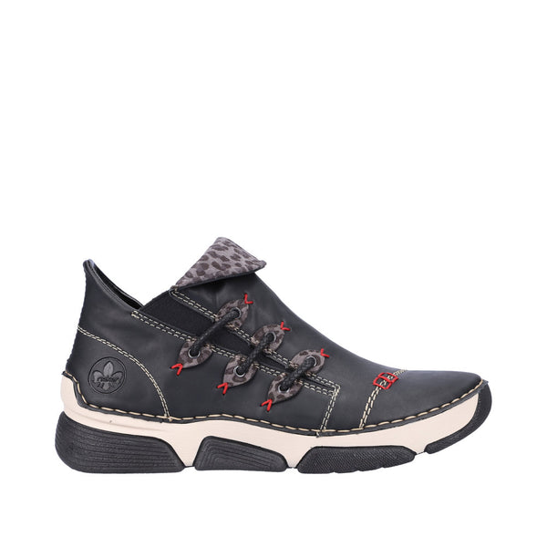 Rieker 45983-00 Ladies Black Combi Side Zip Ankle Boots