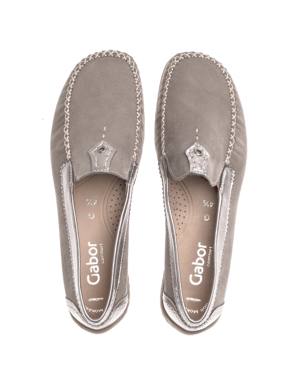 Gabor 46.090.31 California Ladies Grey Leather Slip On Shoes