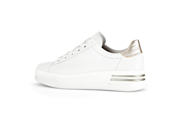 Gabor 46.395.62 Keystone Ladies White Leather Lace Up Trainers
