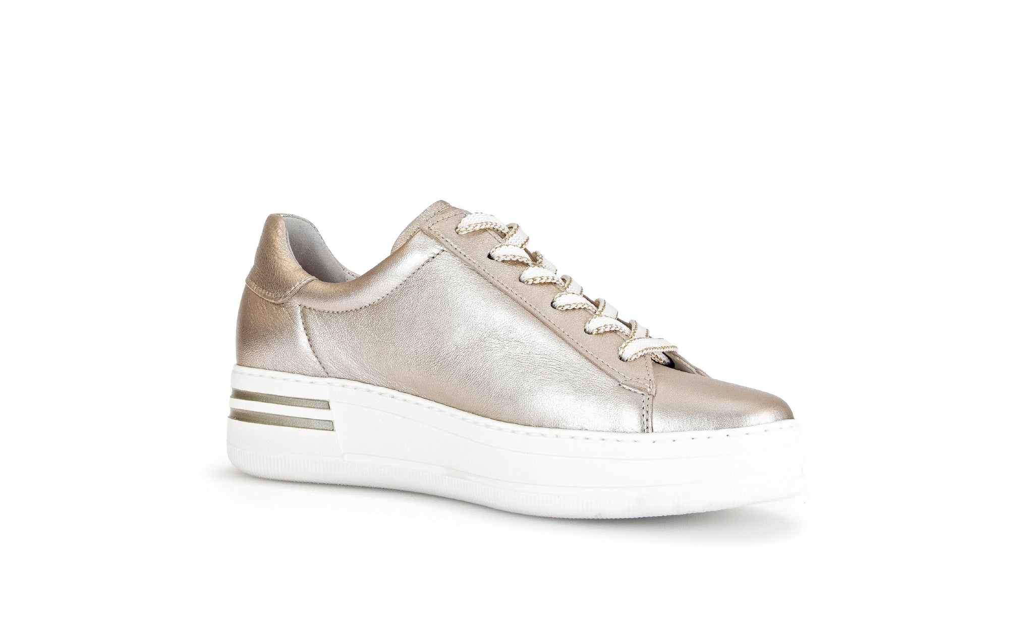 Gabor 46.395.82 Keystone Ladies Pewter Leather Lace Up Trainers