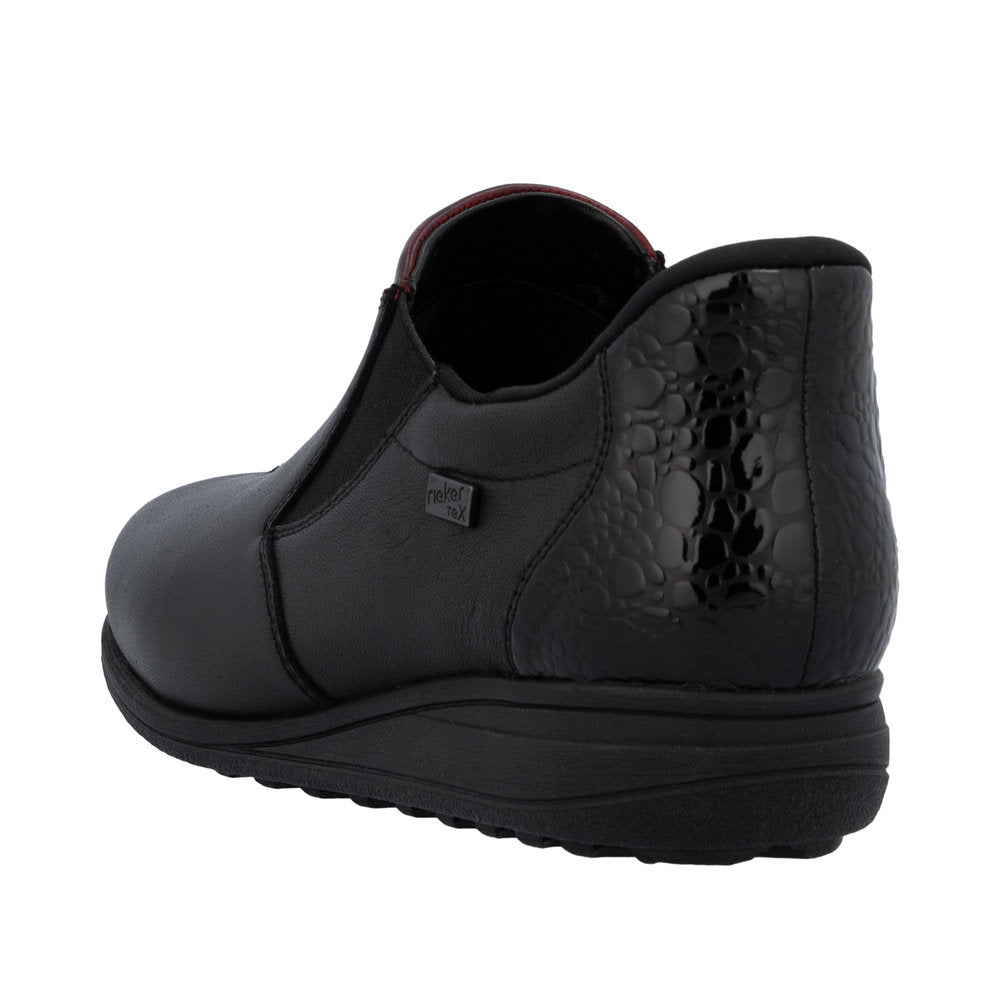 Rieker 47253-00 Ready2Go Ladies Black Leather Water Resistant Slip On Shoe Boots