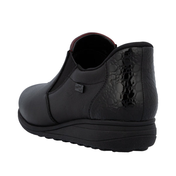 Rieker 47253-00 Ready2Go Ladies Black Leather Water Resistant Slip On Shoe Boots