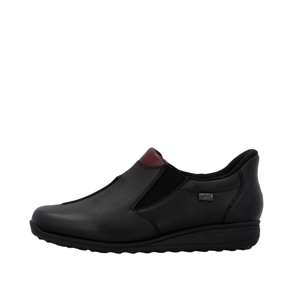 Rieker 47253-00 Ready2Go Ladies Black Leather Water Resistant Slip On Shoe Boots