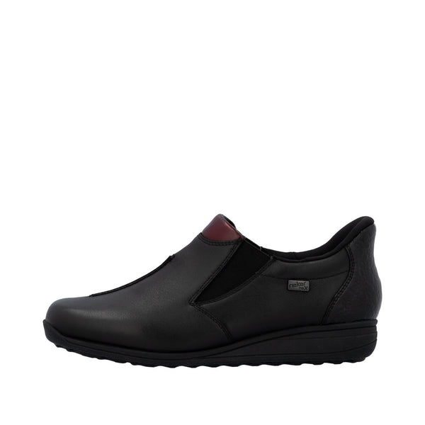 Rieker 47253-00 Ready2Go Ladies Black Leather Water Resistant Slip On Shoe Boots