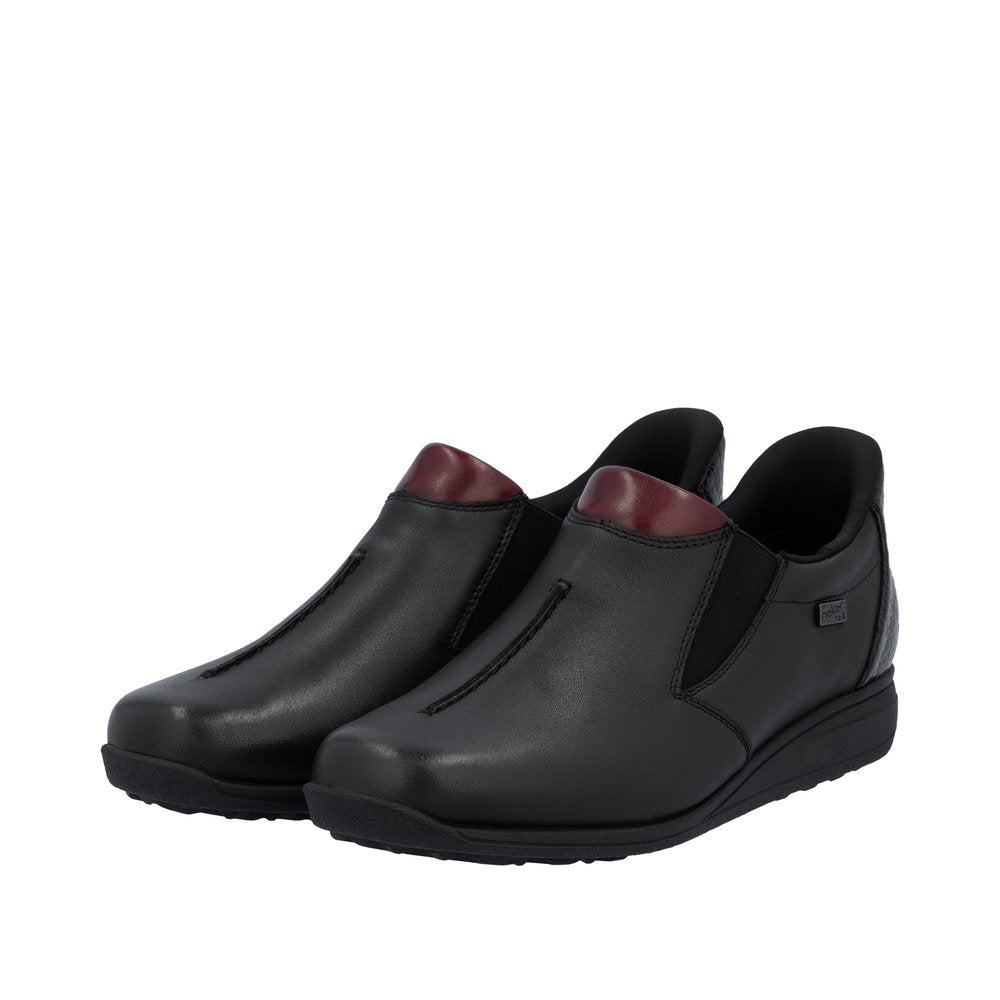 Rieker 47253-00 Ready2Go Ladies Black Leather Water Resistant Slip On Shoe Boots