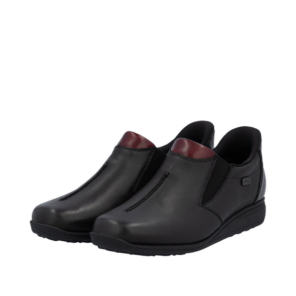 Rieker 47253-00 Ready2Go Ladies Black Leather Water Resistant Slip On Shoe Boots