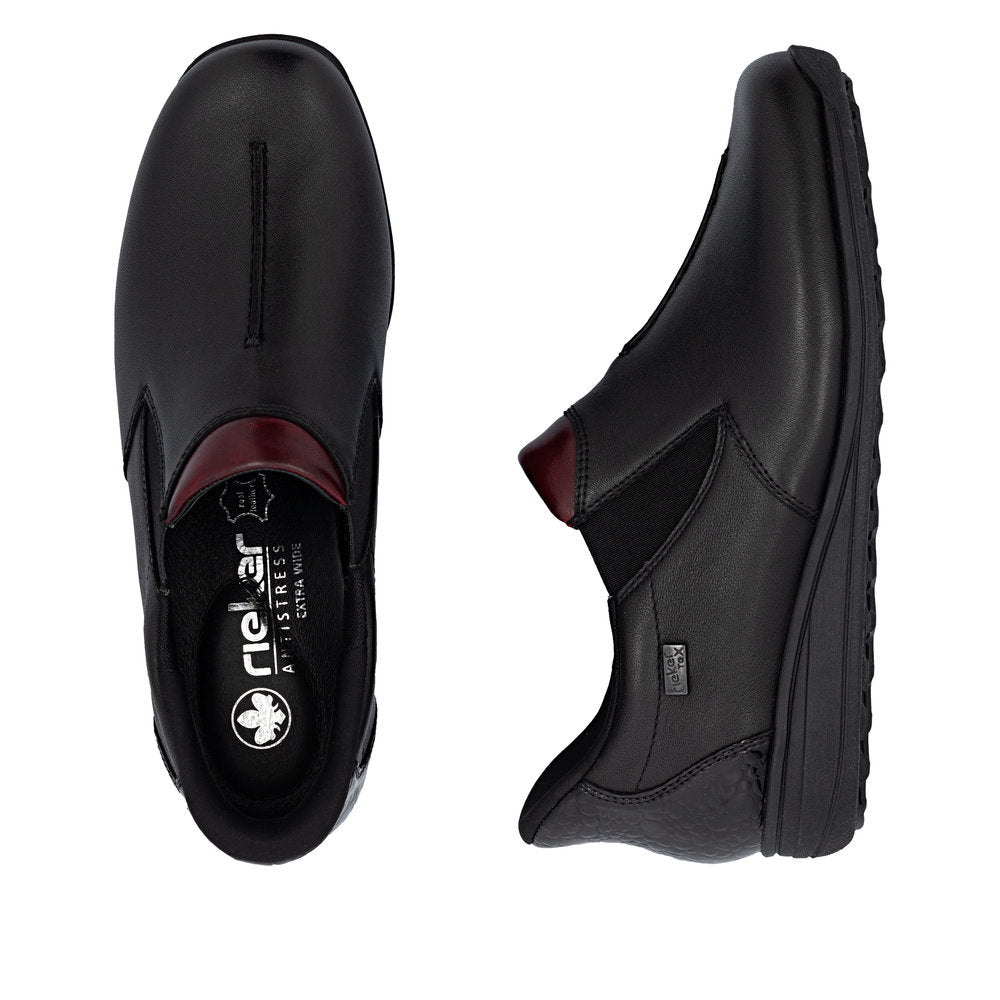 Rieker 47253-00 Ready2Go Ladies Black Leather Water Resistant Slip On Shoe Boots