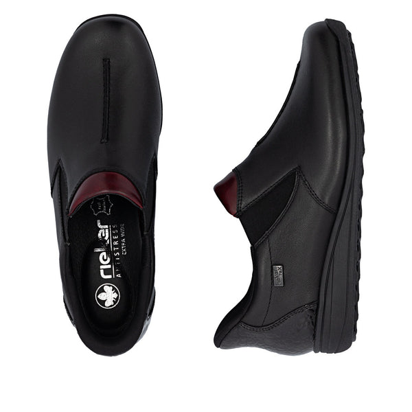 Rieker 47253-00 Ready2Go Ladies Black Leather Water Resistant Slip On Shoe Boots