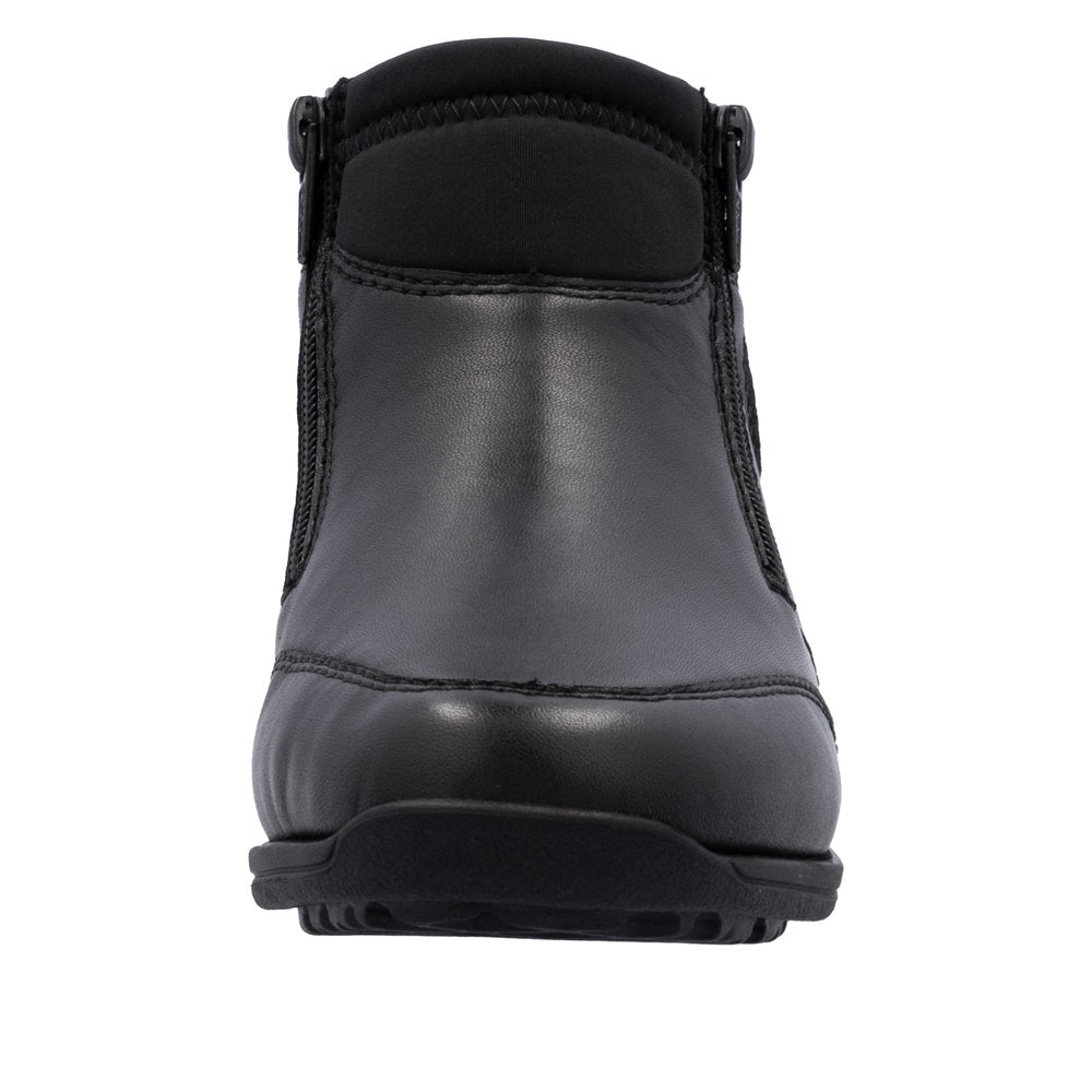 Rieker 47270-00 Ladies Black Leather Water Resistant Twin Zip Ankle Boots