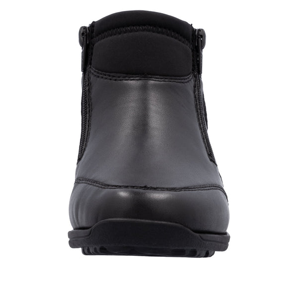 Rieker 47270-00 Ladies Black Leather Water Resistant Twin Zip Ankle Boots