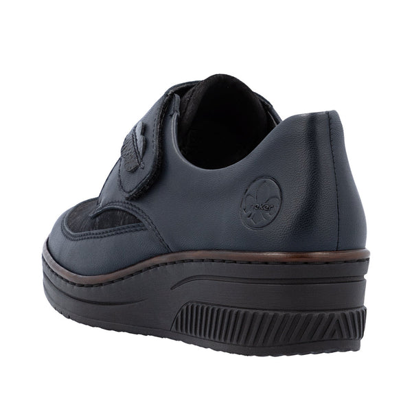 Rieker 487C0-15 Ladies Blue Leather Touch Fastening Shoes