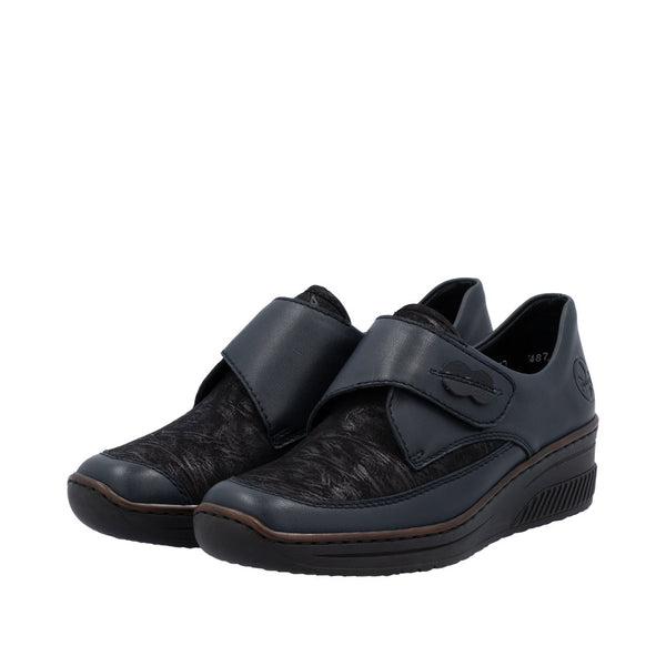 Rieker 487C0-15 Ladies Blue Leather Touch Fastening Shoes