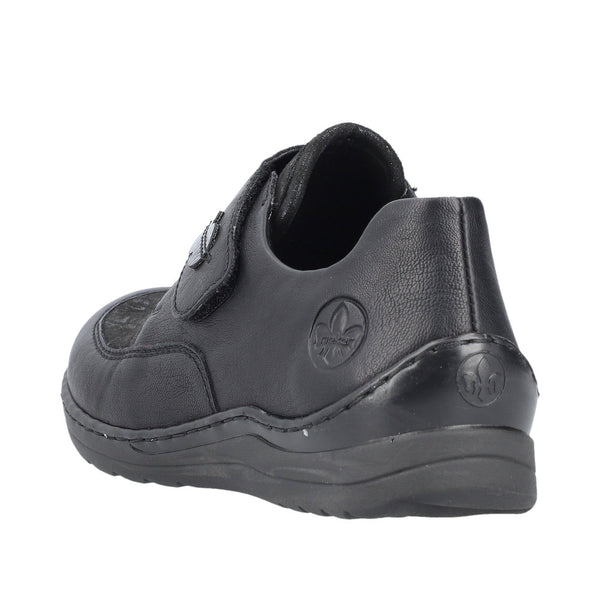 Rieker 48954-00 Stretch Ladies Black Touch Fastening Shoes