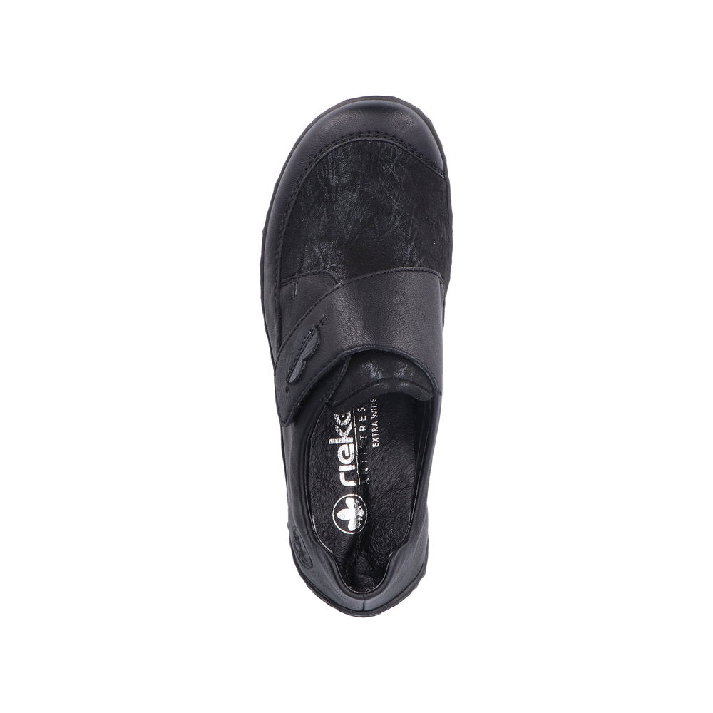 Rieker 48954-00 Stretch Ladies Black Touch Fastening Shoes