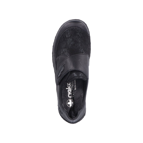 Rieker 48954-00 Stretch Ladies Black Touch Fastening Shoes