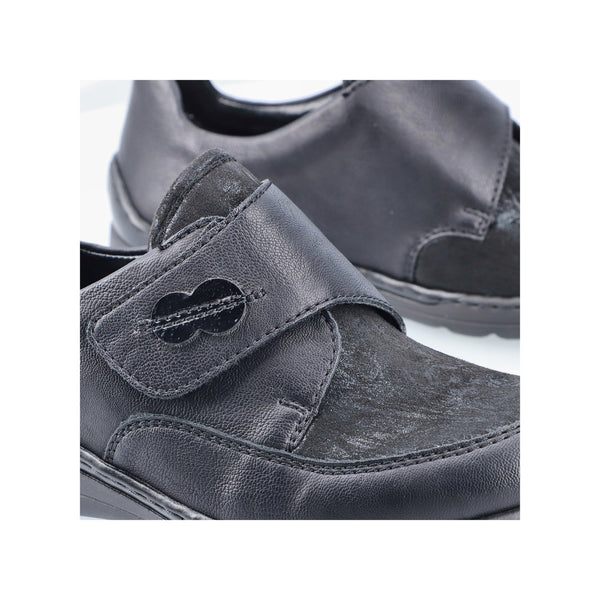Rieker 48954-00 Stretch Ladies Black Touch Fastening Shoes