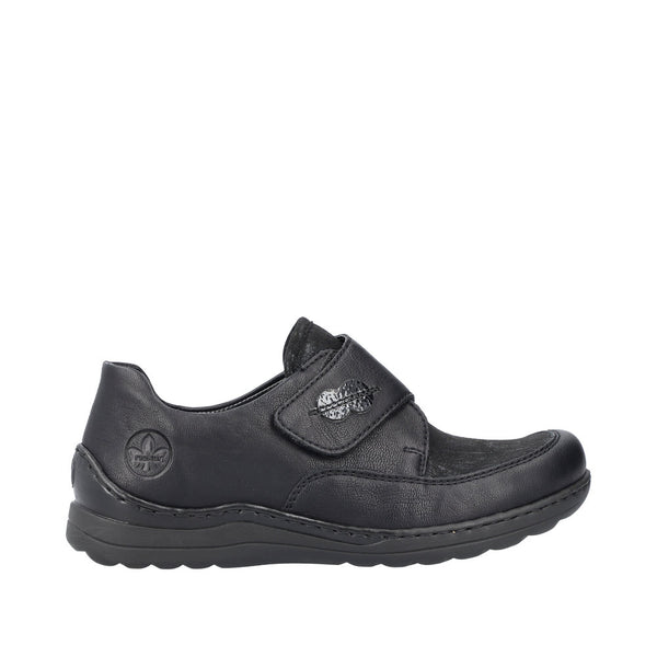 Rieker 48954-00 Stretch Ladies Black Touch Fastening Shoes