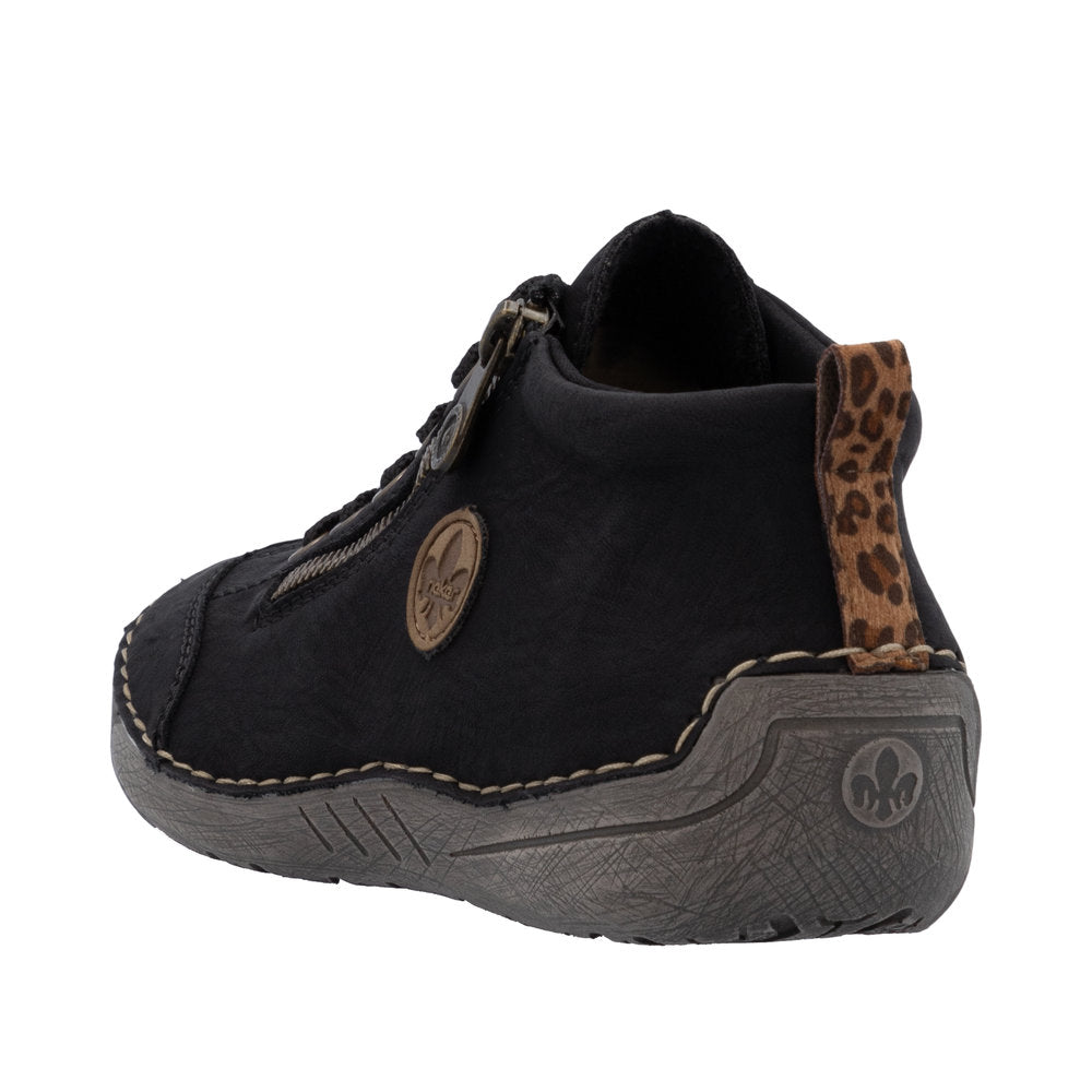 Rieker 52514-00 Ladies Black Zip & Lace Shoe Boots