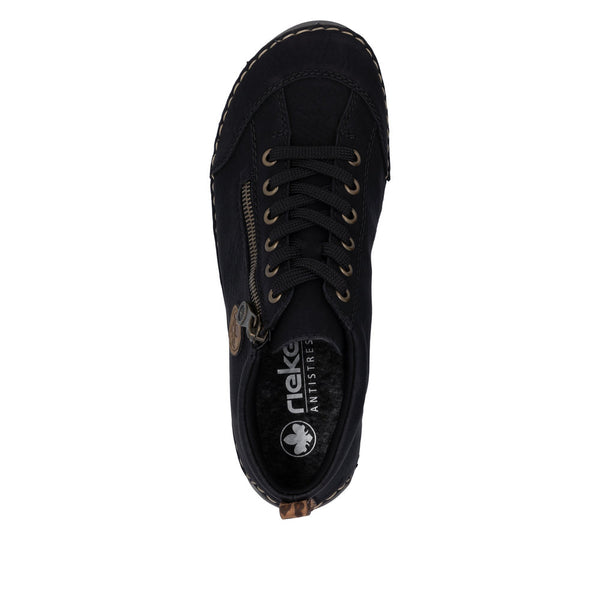 Rieker 52514-00 Ladies Black Zip & Lace Shoe Boots