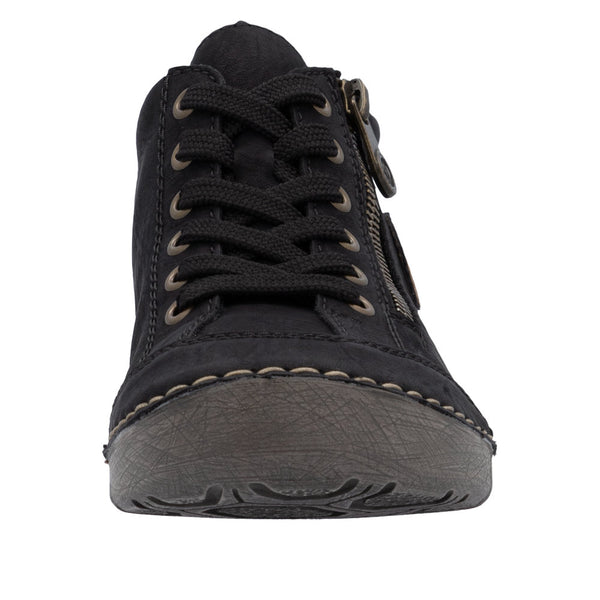 Rieker 52514-00 Ladies Black Zip & Lace Shoe Boots