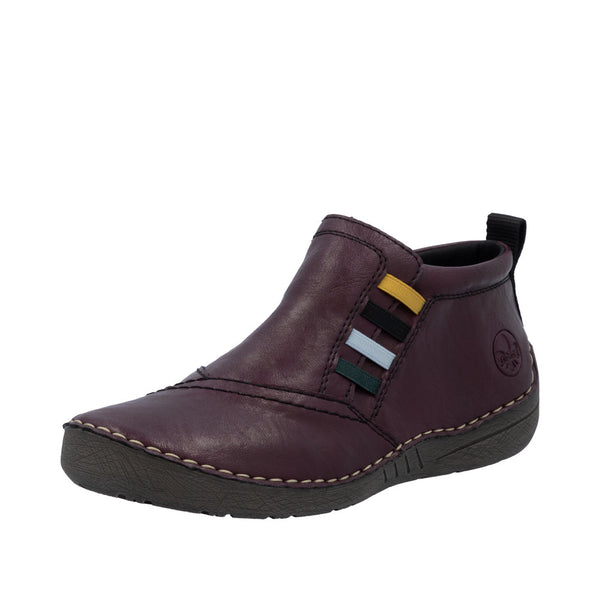 Rieker 52584-30 Ladies Red Side Zip Ankle Boots