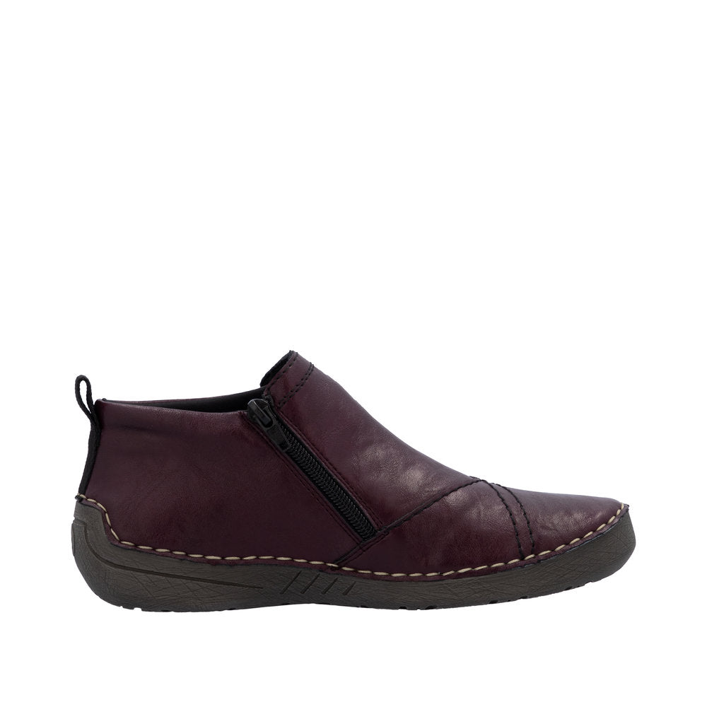 Rieker 52584-30 Ladies Red Side Zip Ankle Boots