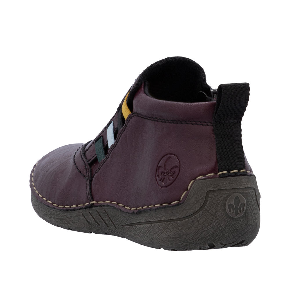 Rieker 52584-30 Ladies Red Side Zip Ankle Boots
