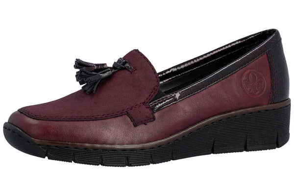 Rieker 53771-35 Ladies Bordeaux Leather Elasticated Shoes