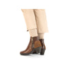 Rieker 57186-24 Ladies Brandy Leather Side Zip Ankle Boots