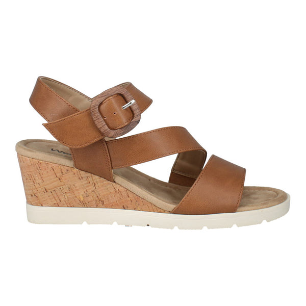 Westland Eloise 01 Ladies Brown Vegan Arch Support Buckle Sandals