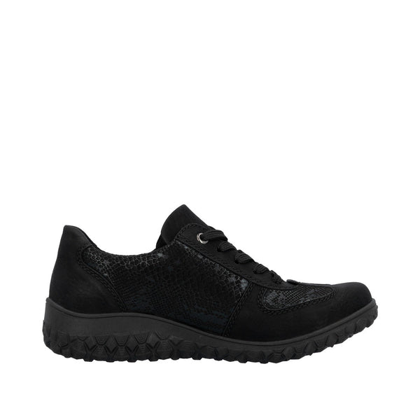 Rieker 59501-00 Ladies Black Zip & Lace Trainers