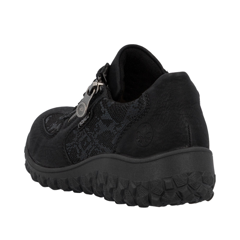 Rieker 59501-00 Ladies Black Zip & Lace Trainers