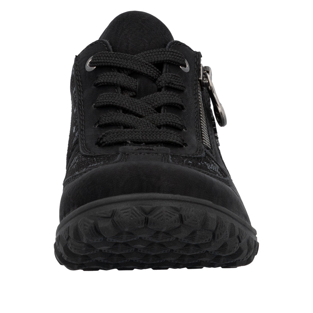 Rieker 59501-00 Ladies Black Zip & Lace Trainers