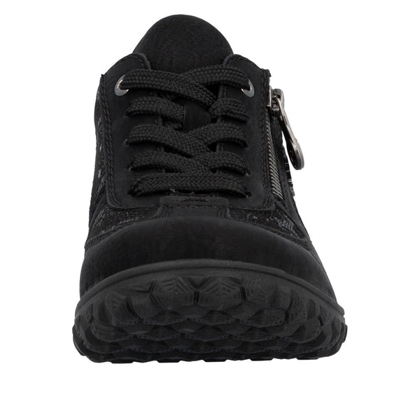 Rieker 59501-00 Ladies Black Zip & Lace Trainers