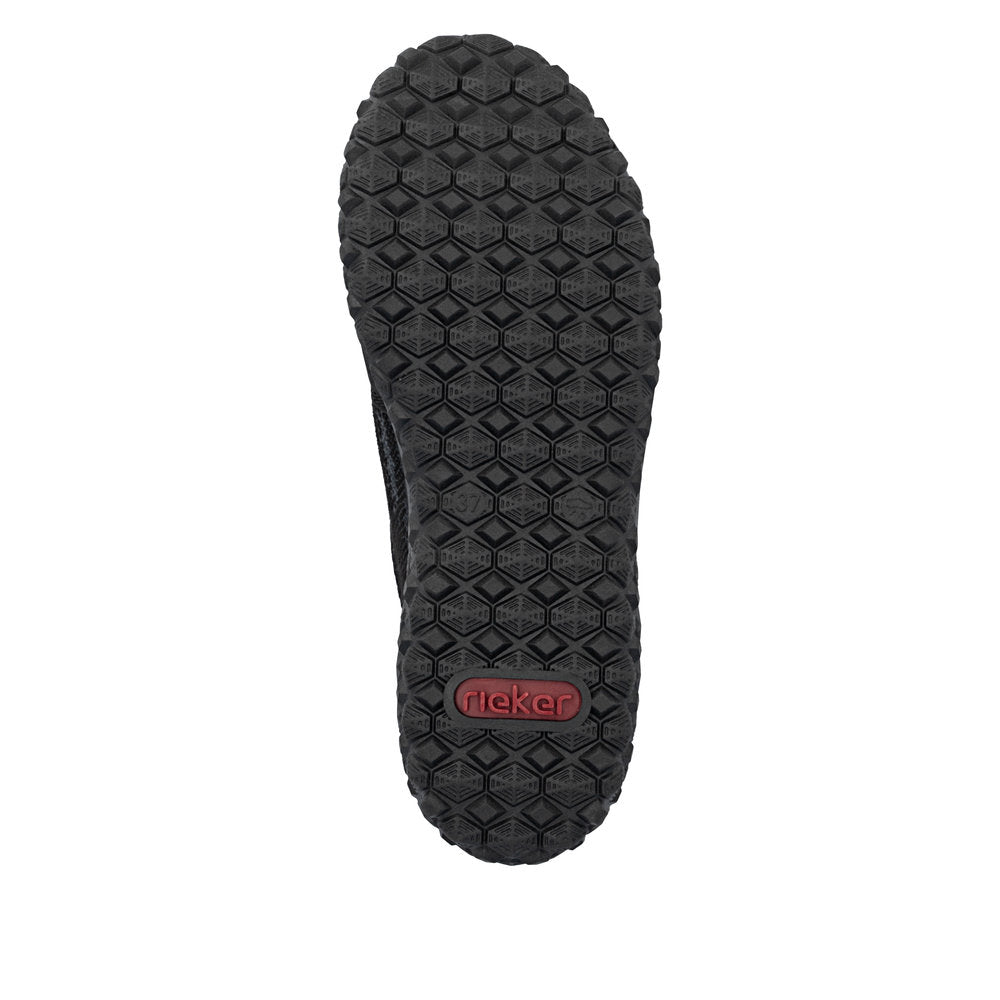Rieker 59501-00 Ladies Black Zip & Lace Trainers